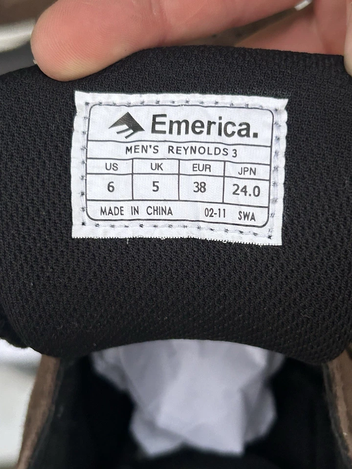Emerica Reynolds 3 коричневый замшевый коньков туфли - мужской размер 6 (ЕС 38) - новый в коробке - Изображение 3 из 4