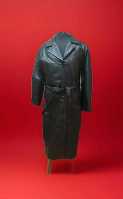 Vtg American Leather Matrix leather trench coat Medium long goth chic belted
