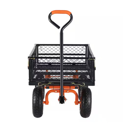 Dump Cart 3.2 Cu. Ft. Metal Garden Cart Frame Dump Wagon with 2 in 1-Convertible