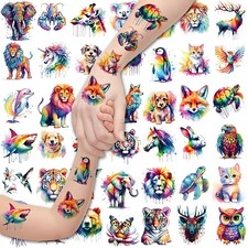 Watercolor Animal Temporary Tattoos for Girls Boys - 60 PCS Animal Temporary Tat