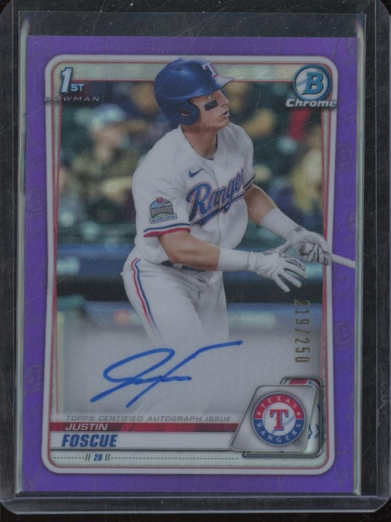 2020 Bowman Draft Chrome JUSTIN FOSCUE RC 1st Auto Purple Refractor /250 JA571