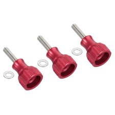 40mm long aluminum alloy knurled head screws, 3pcs M5 19mm, red