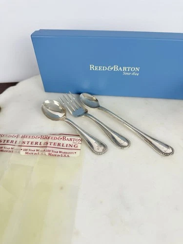 Reed & Barton Sterling Silver Baby Set Of 3 Spoons And Fork 81.23g