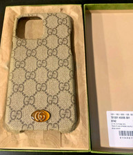 Autentica custodia Gucci GG Supreme logo Apple iPhone 13 Pro Max marrone marrone chiaro
