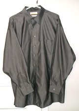NEW ROUNDTREE/YORKE GOLD LABEL NON-IRON EZ WASH GRAY TWILL DRESS SHIRT 17/34