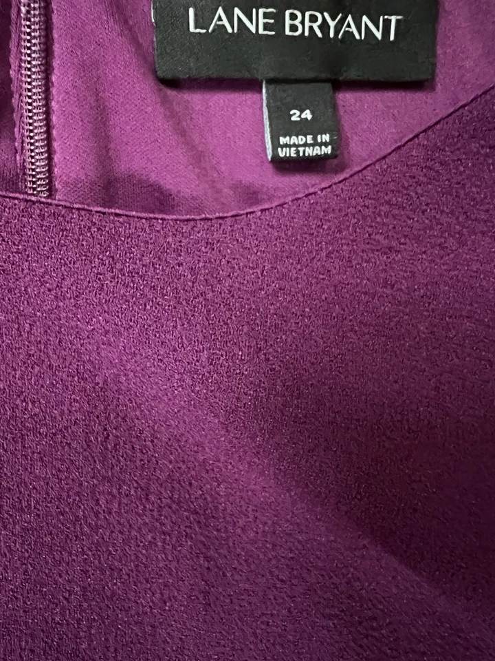 Lane Bryant Plum Ruffle Hem Fit And  Flare Dress Size 24 Short Sleeve - Image 4 of 4