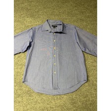Lands End Kids Blue Oxford Button Down Shirt Long Sleeve Size 12H Husky School