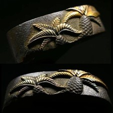 Fuchigane Giappone Antiquariato Spade Giapponesi Edo Periodo Rame Pianta Felce Rougin JPN