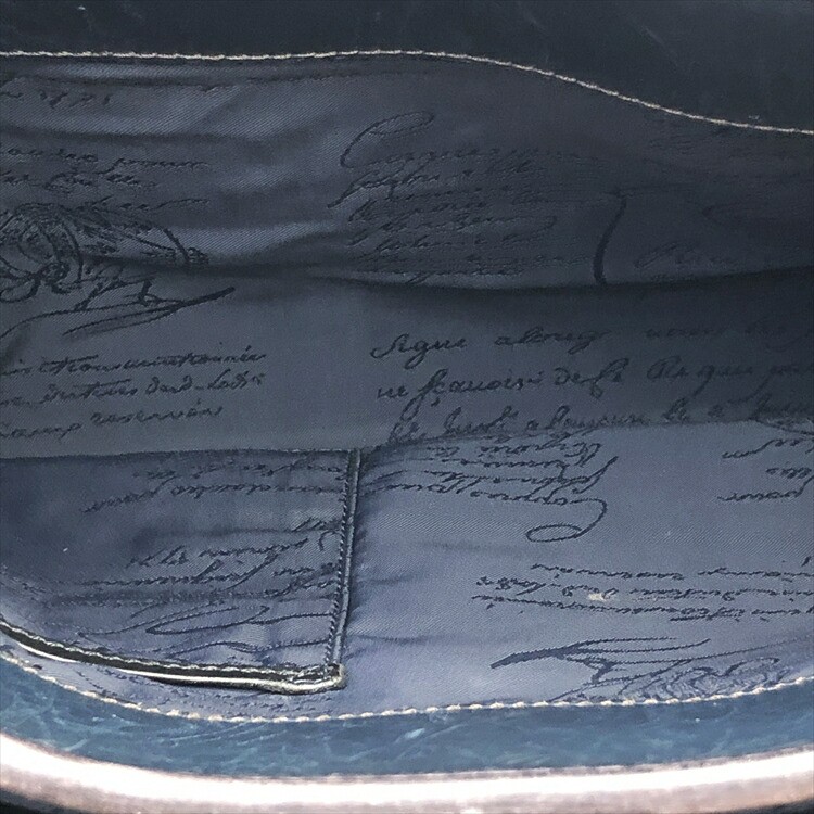 Mallette Homme Berluti Scritto Calligraphie Patine Anjou - Cuir Marron, Occasion Très Bon état