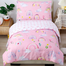 Toddler Bedding Set 4-Piece Crib Comforter Fitted Sheet Choose Your Color