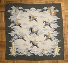 HERMES Galop Volant vintage 100% silk scarf shawl horses Chinese olive green — photo 8