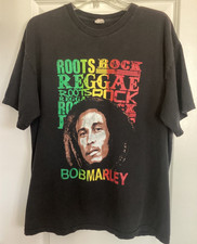Vintage Alstyle Y2K Bob Marley T-Shirt Roots Rock Reggae Men  s XL Black Cotton