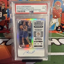2022-23 Panini Contenders Bennedict Mathurin Autograph Premium Edition RC PSA9 