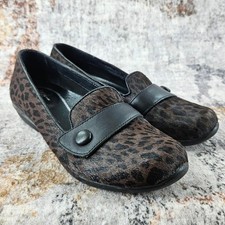 Dansko Olivia Flats Womens 38 Brown Leopard Calf Hair Leather Loafer Comfort