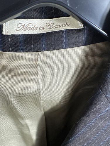 Peerless Couture Herren 40R Braun Nadelstreifen 3 Knopf Blazer Wolle @Loch Rückenkragen - Bild 18 von 21