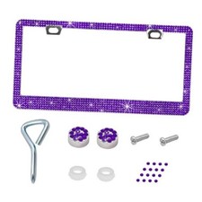 Ziciner Bling License Plate Frame, Sparkly License Plate Tag Cover Purple, 1PCS