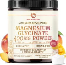 Magnesium Glycinate Powder 400MG | Sleep & Relaxation Support | Peach Mango... 