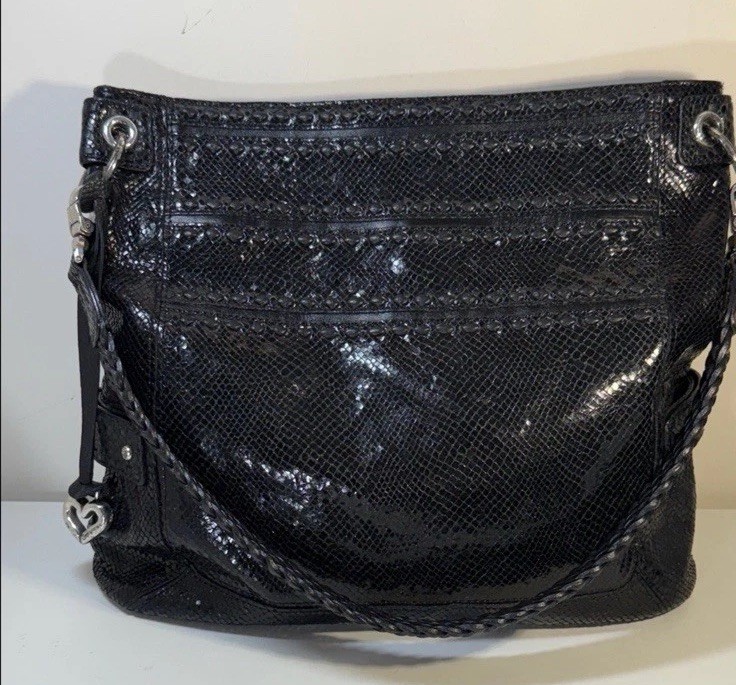 Brighton Purse Tulla Black Embossed Python Should… - image 2