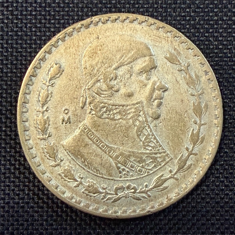 1959 Mexico 1 Un Peso 10% Silver Coin Jose Maria Morelos KM#459 Mo Circulated