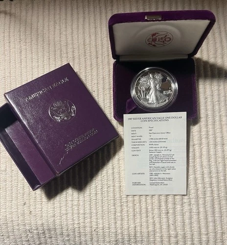 1987-S Proof American Silver Eagle-1 Oz. .999 Fine-Box & COA