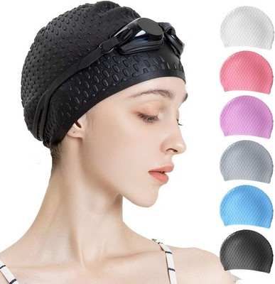 Tripsky Silicone Swim Cap,Comfortable Bathing Cap Ideal for One Size, black 