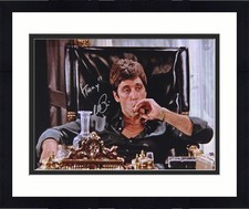 Framed Al Pacino Signed Scarface 16x20 Smoking Cigar at Desk Photo w/Tony Insc
