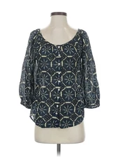 John Robshaw Women Blue 3/4 Sleeve Blouse XS