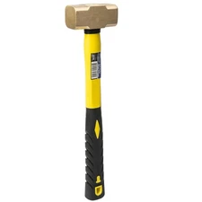 2 LB Forged Steel Solid Brass Sledge Hammer Non Sparking Fiberglass Soft Handle