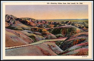 Postcard Dillon Pass Bad Lands Badlands SD P51