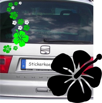 Hibiskus Autoaufkleber XXL Set Blumen Blüte Hibiscus Pflanze auch als Wandtattoo