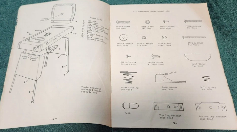 Wolverine 1200 Pinball Game Owners Manual & Assembly Instructions Model 8120080 - Image 2 of 4