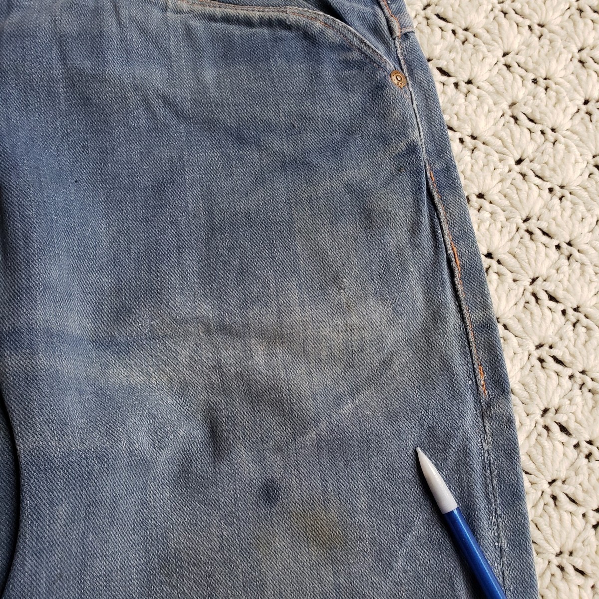 Vtg Roebucks Mens Selvedge Denim Gripper Zipper Redline Jeans 50s 
