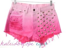 Vtg 80s Levis 501 Pink OMBRE dyed High Waist STUDDED Destroyed Cut Off Shorts XL