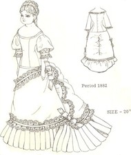 Period DOLL DRESS PATTERN Victorian German French ANTIQUE vintage look 4006