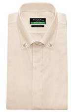 Men's Fawn Solid Button Down Polo Collar Hidden Placket Work Formal Dress Shirt