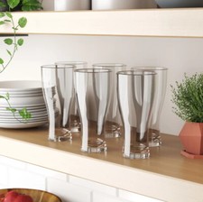 QG Set of 6 Clear Acrylic Plastic BPA-Free Drinking Beer Glass Juice Cup 19 oz.