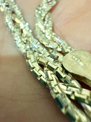 Solid 925 Sterling Silver Diamond Cut Chain Bracelet