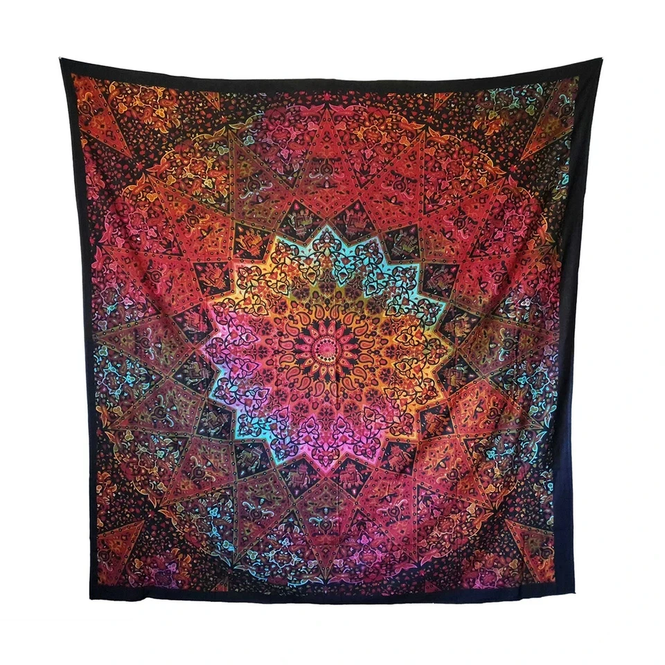 Mandala psicodélico estrella bohemia tapiz ecléctico decoración del hogar colgante de pared rey Foto 2 de 4