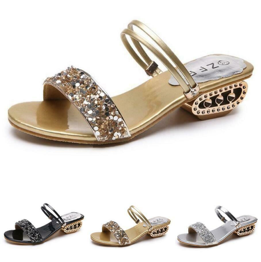 PANTOFOLA D’ORO Sandali da donna punta aperta blocco tacco basso mulo pantofole scarpe abito scarpe estive