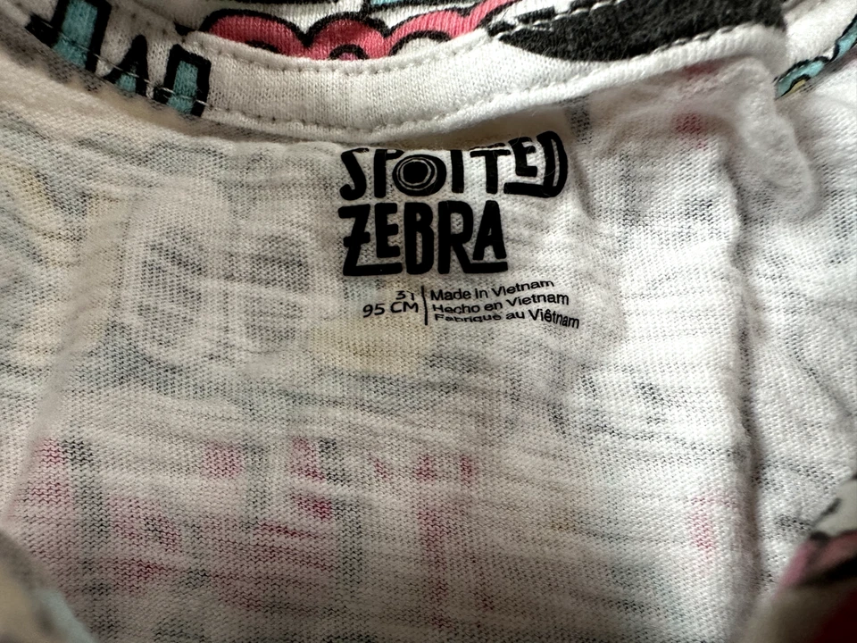 Vestido de manga larga 100 % algodón con cebra manchada para niñas talla 3T niña pequeña Foto 3 de 3