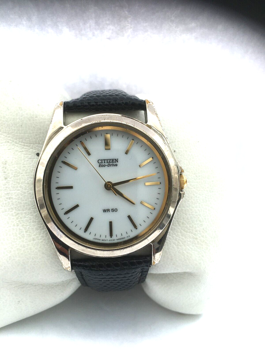 Citizen E030 Citizen Mens Eco Drive Slim 50 MT WR Leather Strap