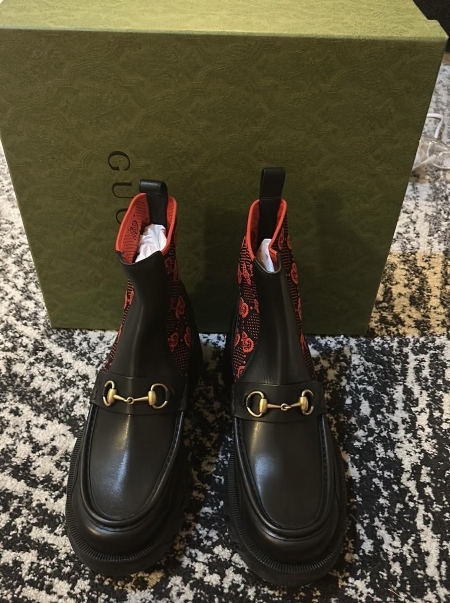 Gucci Men Horsebit-detail GG Jacquard Bootd size 9 Gucci Gucci Men Horsebit-detail GG Jacquard Bootd size 9  main image 3