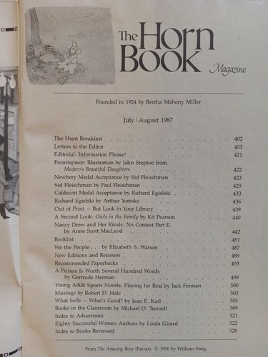 1987 July/Aug, The HORN BOOK Magazine, Nancy Drew And Her Rivals: ... (BM102) - Picture 2 of 5