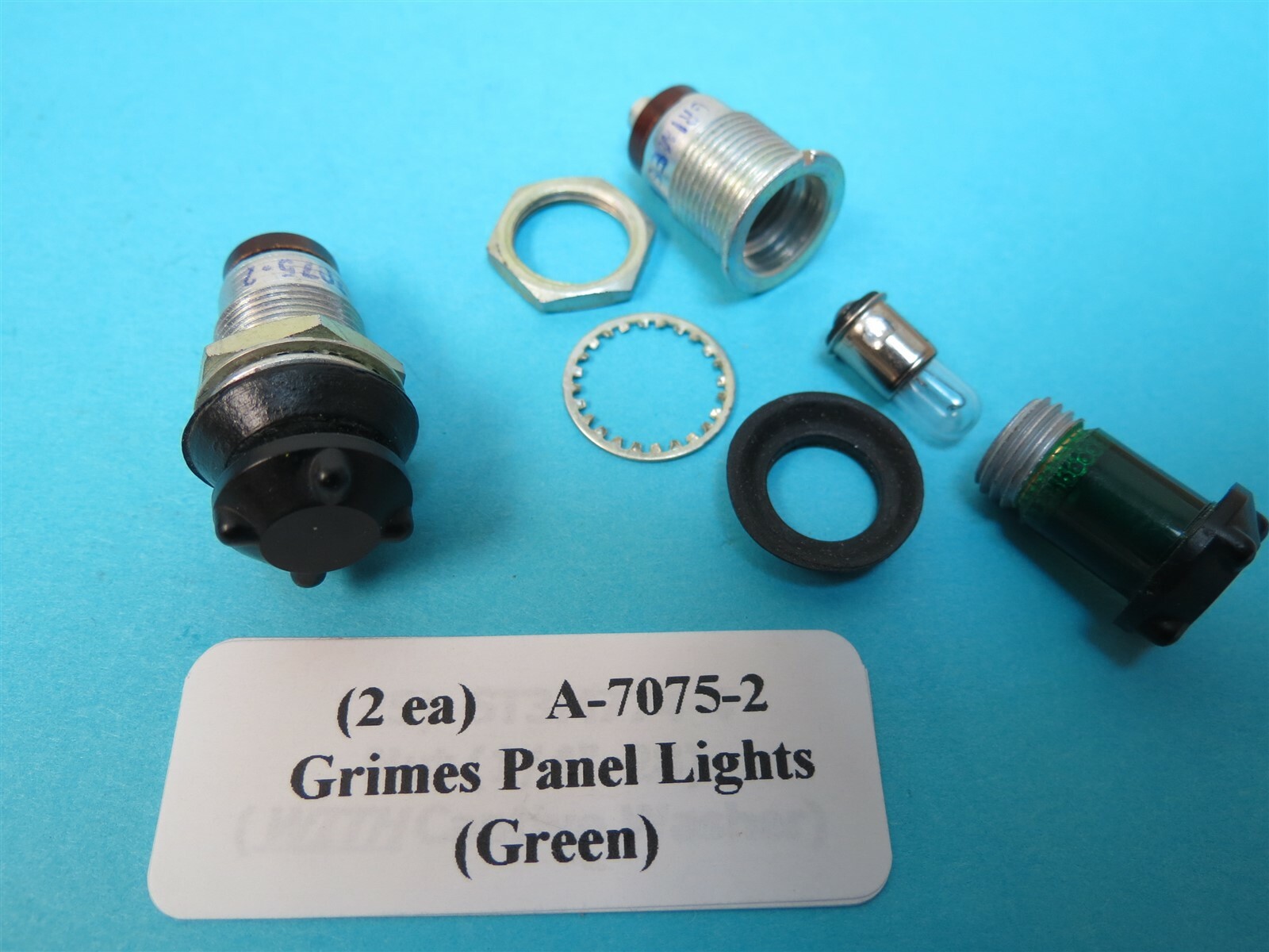 (2) Grimes RARE Green Aircraft Instrument Panel Lights Bell Cessna