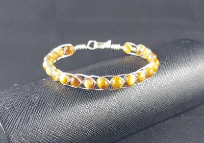 VERSILBERT Wickel Armreif Armband natürliche SONNENSTEINE Edelsteine Perle HANDARBEIT 