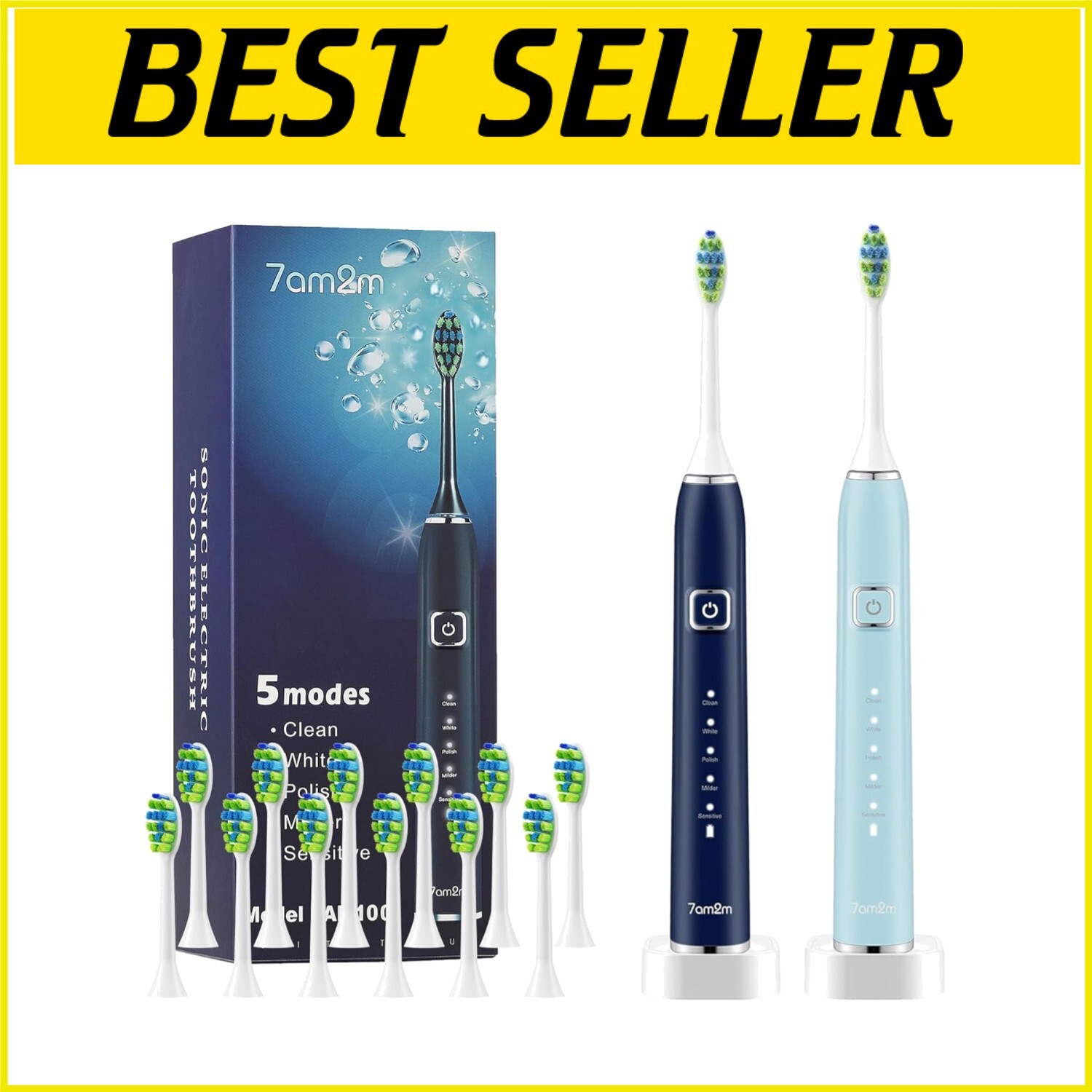 Advanced Sonic Electric Toothbrush with 90 Days Charge & 12 