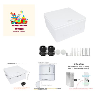 Junction Box, Electrical Box  Water Resistant Dustproof ABS Plastic Project E...