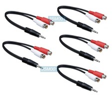5 Pack Of 2 RCA Female To 35mm Male Audio Adapter Cables 6" Long