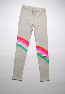 J.CREW CREWCUTS GIRLS GREY RAINBOW ELASTIC WAIST STRETCH LEGGINGS Sz 6