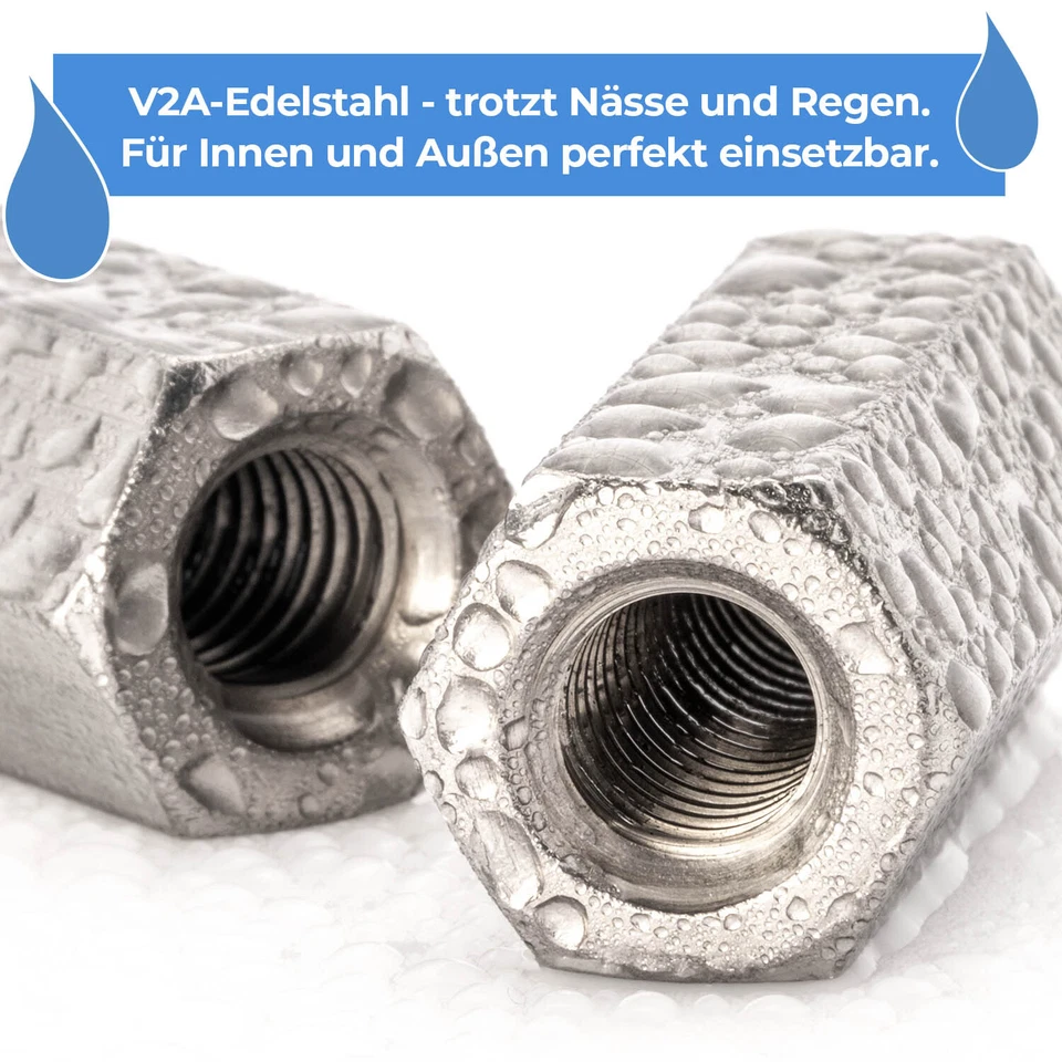 Gewindemuffen Langmuttern M6 - M10 Edelstahl V2A A2 Sechskant Verbindungsmutter - Bild 4 von 4